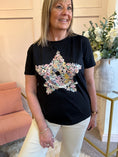 Load image into Gallery viewer, Itsy Bitsy Floral Star T-Shirt - Black - Wardrobe By Simone