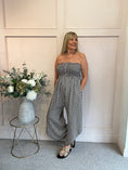 Load image into Gallery viewer, Elasticated Bodice Gingham Jumpsuit - Brown/White One Size