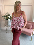 Load image into Gallery viewer, Ra-Ra Gingham Cami Top - Wine/White