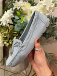 Load image into Gallery viewer, Moccasin Bow Shoe - Pale Blue - Wardrobe By Simone