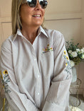 Load image into Gallery viewer, Sunflower Embroidered Detail Shirt - Beige/White - Wardrobe By Simone