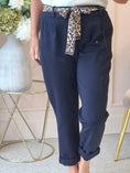 Load image into Gallery viewer, Leopard Tie Pant - Navy