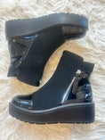 Load image into Gallery viewer, Ankle Boot = Black Paten Wedge
