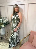 Load image into Gallery viewer, Halter Neck Maxi Dress - Khaki/Cream - Wardrobe By Simone
