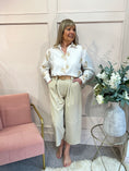 Load image into Gallery viewer, Beige Paisley Detail Shirt - White - Wardrobe By Simone