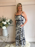 Load image into Gallery viewer, Scalloped Detail Maxi SunDress - Navy/Beige - Wardrobe By Simone