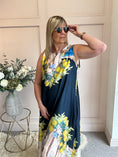 Load image into Gallery viewer, Santorini & Lemons Maxi Dress- Navy