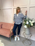 Load image into Gallery viewer, Striped Rugby Shirt Top - Navy/White - Wardrobe By Simone