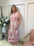 Load image into Gallery viewer, Halter Neck Maxi Dress - Pink/Cream - Wardrobe By Simone