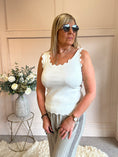Load image into Gallery viewer, Scalloped Edged Vest Top - White - Wardrobe By Simone