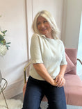 Load image into Gallery viewer, Fluted Edge Short Sleeve Jumper - Latte
