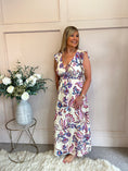 Load image into Gallery viewer, V Neck Frill Sleeve Dress Pink/blue/Cream - One Size