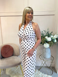 Load image into Gallery viewer, Halter Neck Polka Dot Jumpsuit - Soft Pink/Black - Wardrobe By Simone