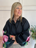 Load image into Gallery viewer, Floral Embroidered Sleeve Shirt - Black