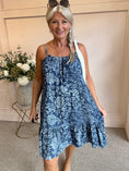 Load image into Gallery viewer, Summer Days Leafy SunDress - Denim Blue - Wardrobe By Simone