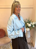 Load image into Gallery viewer, Sheer Shimmer Zipped Top - Aqua Soft Blue - Wardrobe By Simone