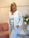 Load image into Gallery viewer, Floral Ribbon Zipped Top - White - Wardrobe By Simone