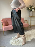 Load image into Gallery viewer, Faux Leather Wide Leg Trouser - Black