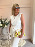 Load image into Gallery viewer, Waffle Effect Top & Pant Set - White - Wardrobe By Simone