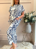 Load image into Gallery viewer, Leopard Short Sleeved Top - Navy/Cream - Wardrobe By Simone