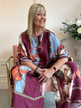 Load image into Gallery viewer, Horse & Bridle Silk Top - Burgundy/Blue - Wardrobe By Simone