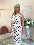 Load image into Gallery viewer, Halter Neck Polka Dot Jumpsuit - Soft Pink/Black - Wardrobe By Simone