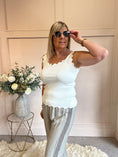 Load image into Gallery viewer, Scalloped Edged Vest Top - White - Wardrobe By Simone