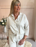 Load image into Gallery viewer, Black Striped Shirt - Beige/Black - Wardrobe By Simone