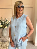 Load image into Gallery viewer, Waffle Effect Top & Pant Set - Cornflower Blue - Wardrobe By Simone