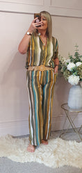 Load image into Gallery viewer, Multi Stripe Top & Pant Set - Green/Mix - Wardrobe By Simone