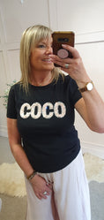 Load image into Gallery viewer, Coco Sparkle & Pearl T Shirt - Black - Wardrobe By Simone
