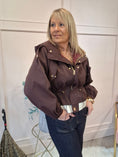 Load image into Gallery viewer, Short Hooded Jacket - Damson/Cream