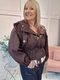 Load image into Gallery viewer, Short Hooded Jacket - Damson/Cream