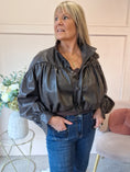 Load image into Gallery viewer, Quirky Faux Leather Jacket - Chocolate