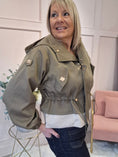 Load image into Gallery viewer, Short Hooded Jacket - Khaki/Cream