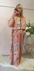 Load image into Gallery viewer, Floral Bohemian Tunic Top & Pant Set - Coral/Mix - Wardrobe By Simone