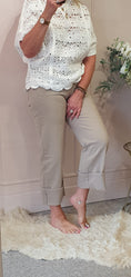 Load image into Gallery viewer, Turn Up Wide Jeans - Beige - Wardrobe By Simone