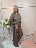 Load image into Gallery viewer, Checked Zip Jacket & Pant Set - Brown/Cream