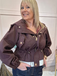 Load image into Gallery viewer, Short Hooded Jacket - Damson/Cream