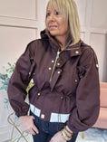 Load image into Gallery viewer, Short Hooded Jacket - Damson/Cream