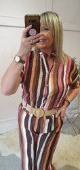 Load image into Gallery viewer, Multi Stripe Top & Pant Set - Brown/Mix - Wardrobe By Simone