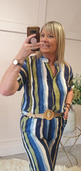 Load image into Gallery viewer, Multi Stripe Top & Pant Set - Navy/Mix - Wardrobe By Simone