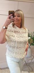 Load image into Gallery viewer, Crochet Floral Scallop Edge Jumper - Cream - Wardrobe By Simone