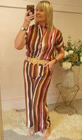 Load image into Gallery viewer, Multi Stripe Top & Pant Set - Brown/Mix - Wardrobe By Simone