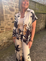 Cheetah & Palm Print Shirt - Cream/Black