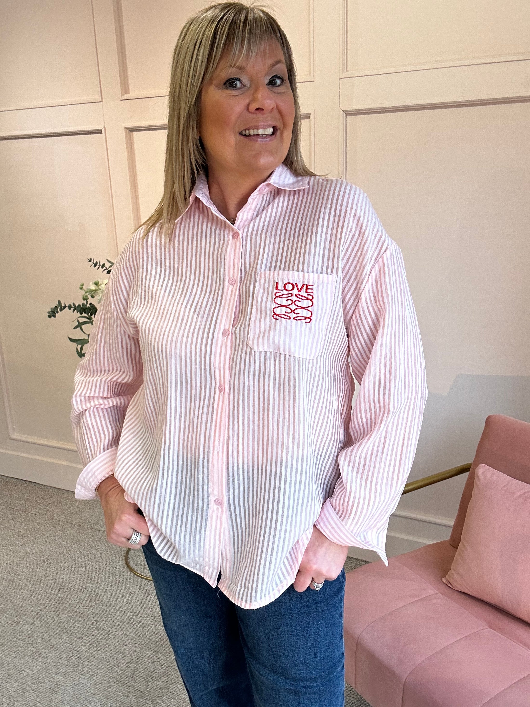Love Stripe Shirt - pink