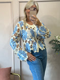 Load image into Gallery viewer, Cute Crochet Cardi - Cream/Powder Blue - Wardrobe By Simone
