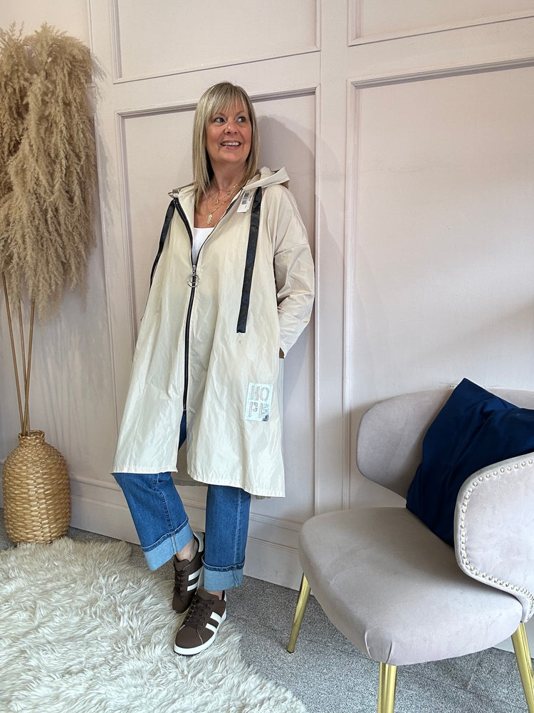 Oversized Hooded Shower Mac - Beige
