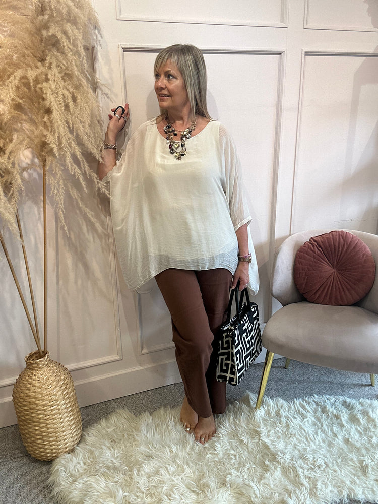 Floaty chiffon oversized top - Beige - Wardrobe By Simone