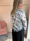 Load image into Gallery viewer, Pretty Embroidered Lace Shirt - White/Grey - Wardrobe By Simone
